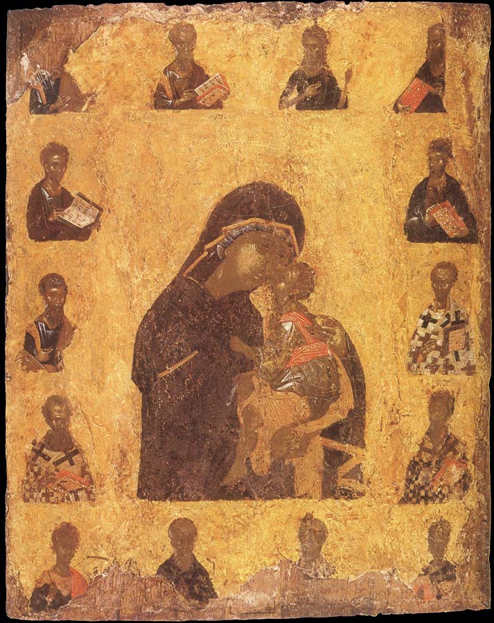 Our Lady of Tenderness with Child and Saints in the Frame